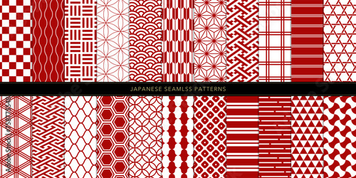 編集可能な日本の伝統的な装飾和柄22点セット