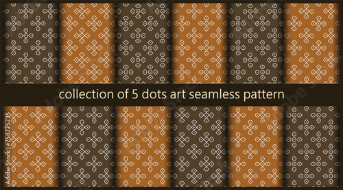 set of 5 dots seamless minimalistic pattern