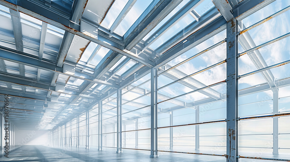 Large Industrial Warehouse Interior, Spacious and Modern Factory or Storage Facility, Empty Space for Operations Large Industrial Warehouse Interior, Spacious and Modern Factory or Storage Facility, Empty Space for Operations