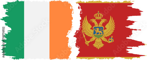 Montenegro and Ireland grunge flags connection vector photo