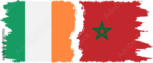 Morocco and Ireland grunge flags connection vector