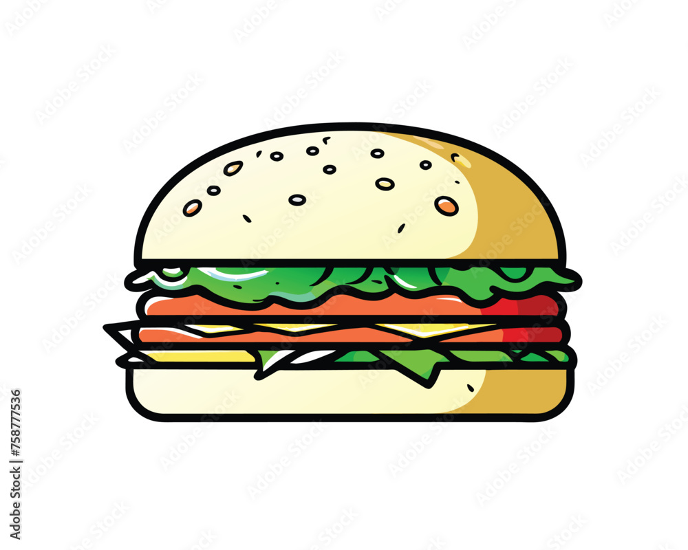 burger hand drawn emgraving simple color-2 burger hand drawn emgraving simple color-2