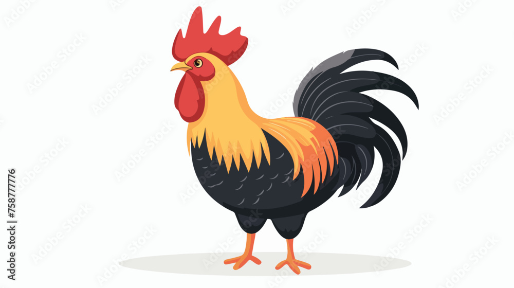 Cartoon rooster with speech bubble flat vector 