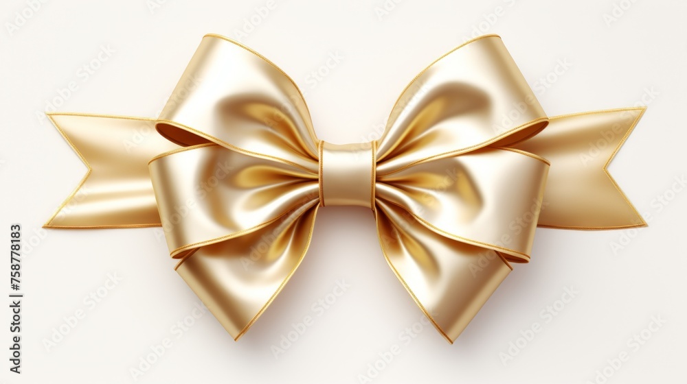 Generative AI Snow White Ribbon and Elegant Gold Bow Generative AI Snow White Ribbon and Elegant Gold Bow