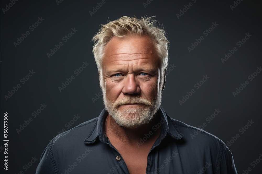 Portrait of a middle-aged man with a gray beard. Portrait of a middle-aged man with a gray beard.