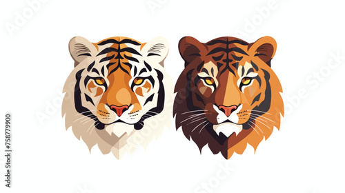 Combined faces of lion and tiger. vector illustration