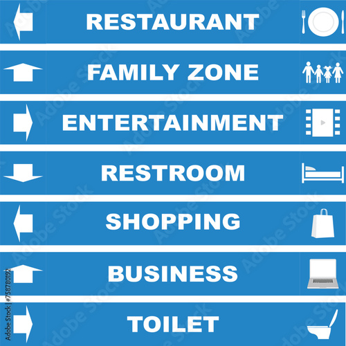 Various guideposts symbols with white arrows pointing in different directions