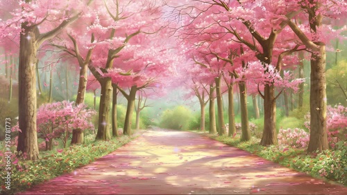 Arbres à fleurs roses