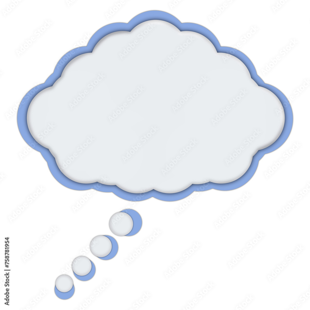 Blue 3D Speech Bubble Icon Isolated on White
