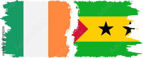 Sao Tome and Principe and Ireland grunge flags connection vector
