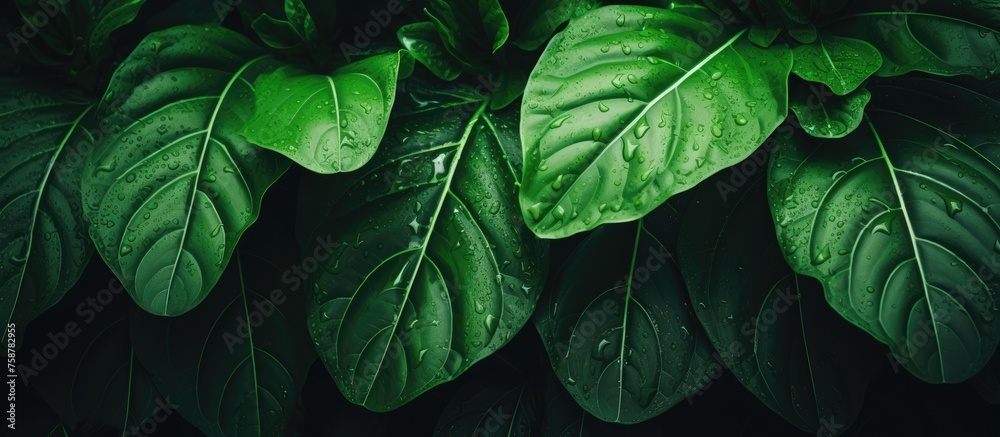 Bright green leaf covering - obrazy, fototapety, plakaty 