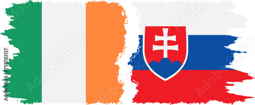 Photography Slovakia and Ireland grunge flags connection vector