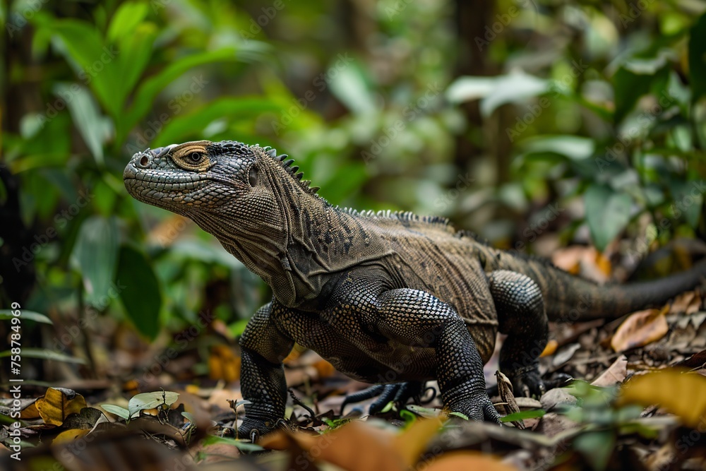 Fototapeta premium Iguana Observing Camera in Jungle