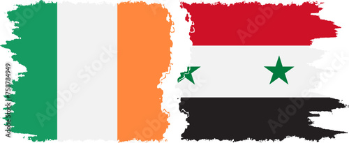 Syria and Ireland grunge flags connection vector photo