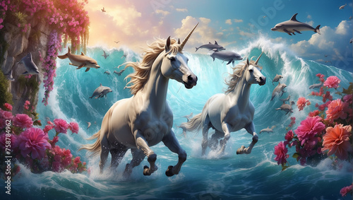 unicorns in water
