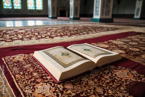 Ramadan Karrem, Elegant Quran displayed in a Malaysian mosque. photo