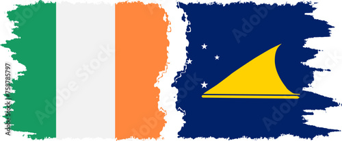 Tokelau and Ireland grunge flags connection vector photo