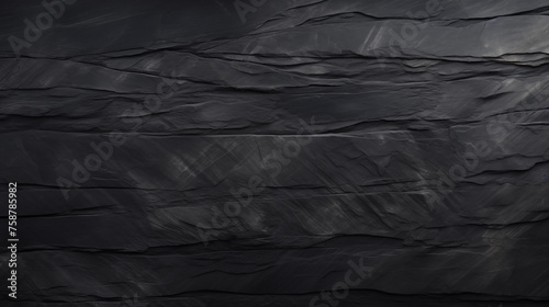 Fond d'un mur noir, texture ardoise, béton. Ambiance sombre. Arrière-plan pour conception et création graphique.