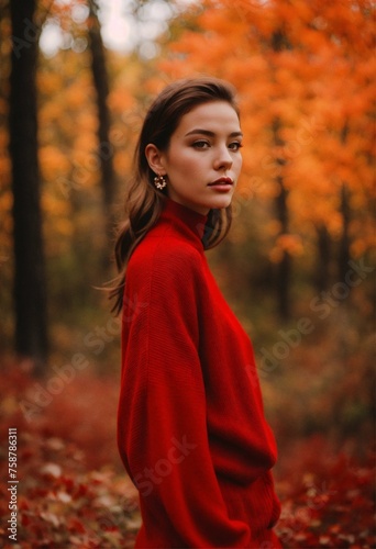 woman in autumn forest