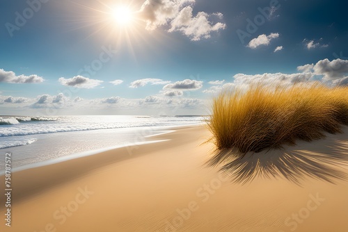 Serene Seaside with Dry Grass