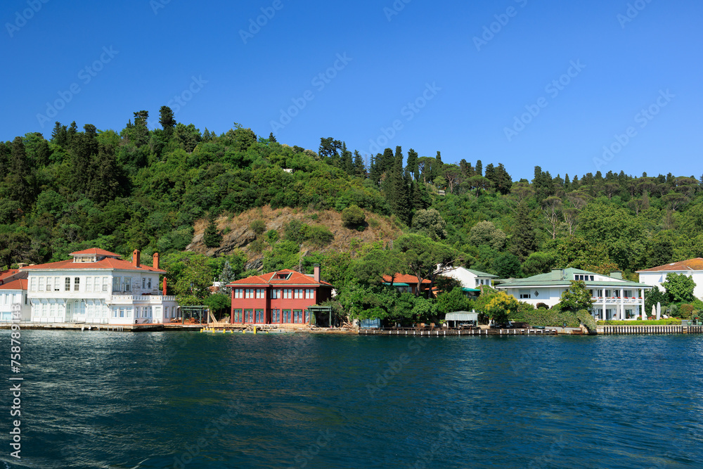 Cityscape View from the water to buildings in the city of Istanbul in public places Cityscape View from the water to buildings in the city of Istanbul in public places