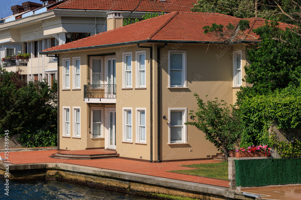 Cityscape View from the water to buildings in the city of Istanbul in public places Cityscape View from the water to buildings in the city of Istanbul in public places