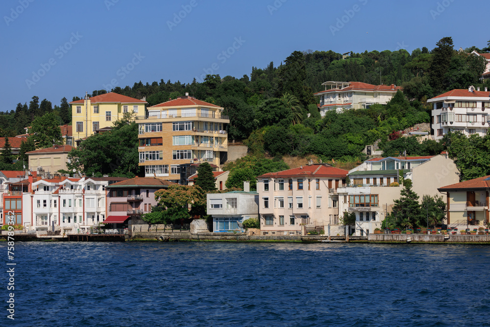 Cityscape View from the water to buildings in the city of Istanbul in public places Cityscape View from the water to buildings in the city of Istanbul in public places