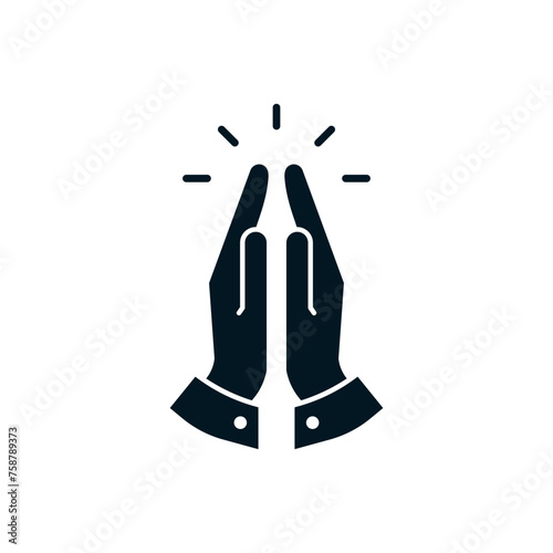 Praying hands flat symbol icon. Isolated vector illustration
