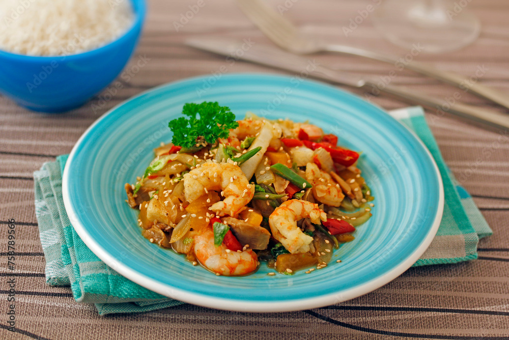 Chinese cabbage with prawns.