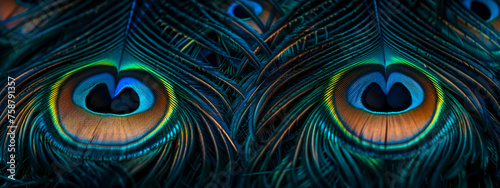 Detailed image of colorful peacock feathers, showcasing their natural iridescence