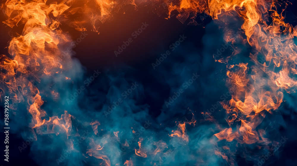 Fiery dance: abstract flame and smoke background