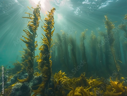 Delve into the depths of blue carbon sinks, where natural wonders like kelp forests and seagrass meadows play a crucial role in capturing emissions and sequestering carbon dioxide underwater photo
