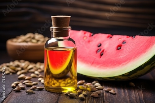 Watermelon Seed Oil and Fresh Slice. Watermelon Seed Oil