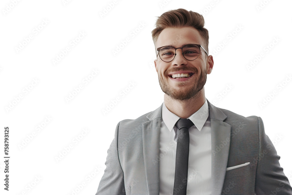 Portrait of a positive businessman in a suit with glasses, transparent background. Portrait of a positive businessman in a suit with glasses, transparent background.