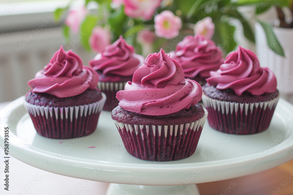 beetroot cupcakes, delicious red buttercream