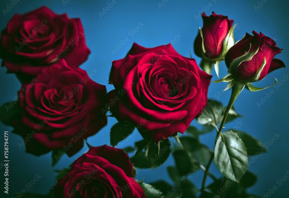 custom made wallpaper toronto digitalBlue roses background red Flower Design Summer Wedding Nature Spring Love Table Space Gift Floral Beauty Rose Green Card Celebration Plant Valentine Holiday Beautiful