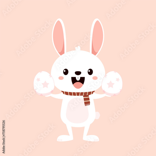 Rabbit head line icon. Hare, rodent, Ester symbol. Veterinary concept. Vector illustration can be used for topics domestic animals, holiday.