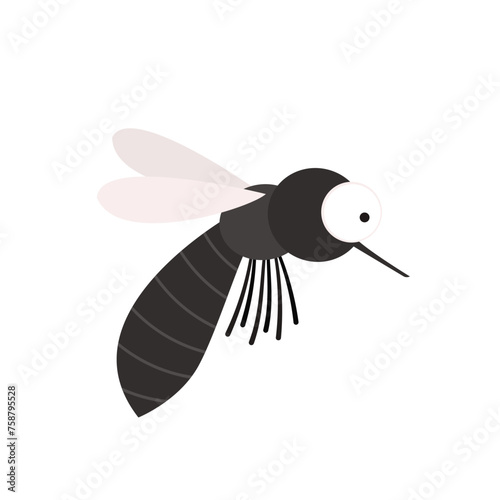 Mosquito cartoon. mosquito vector on white background. Mosquito on skin body.