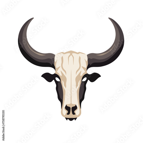 Flat design bull or cow skull icon vector illustration