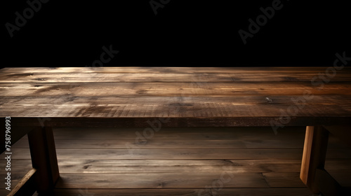 Empty wooden table in front of background