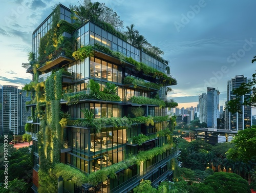 Urban Nature Retreat - Biophilic Design - Eco-conscious Living - Generate visuals of an urban nature retreat, characterized by biophilic design principle