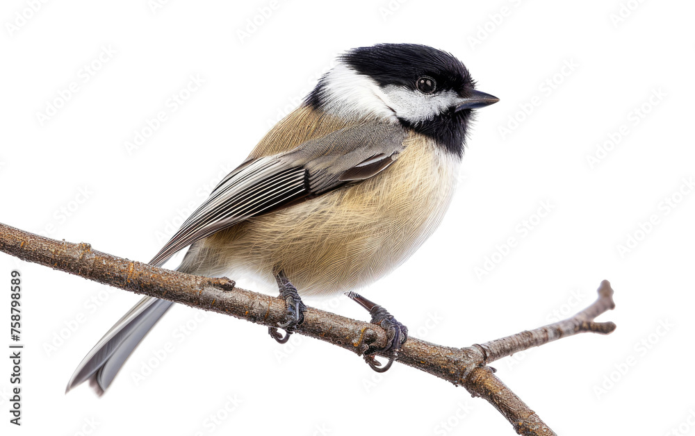 Obraz premium Chickadee Branch Roost isolated on transparent Background