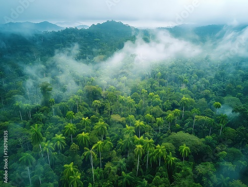 Tropical Rainforest - Biodiversity Hotspot - Carbon Sequestration - Generate visuals of a tropical rainforest  a biodiversity hotspot teeming with life and vibrant colors  where the dense canopy