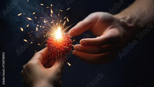 hand holding a burning sparkler