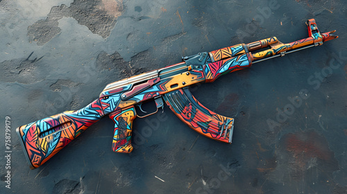 Relaxed modern graffiti-style AK47 counterstrike weapon photo