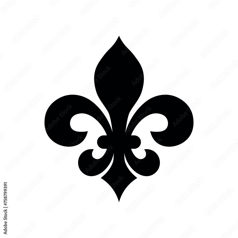 Black French lily flower (fleur-de-lis) symbol. Royal emblem vector illustration Black French lily flower (fleur-de-lis) symbol. Royal emblem vector illustration
