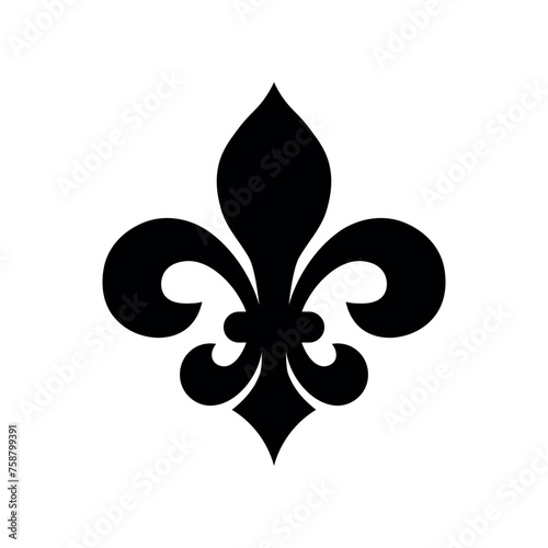 Black French lily flower (fleur-de-lis) symbol. Royal emblem vector illustration