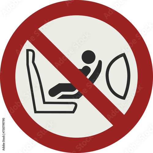 PROHIBITION SIGN PICTOGRAM, CHILD SEAT INSTALLATION PROHIBITED ISO 7010 – P074, SVG