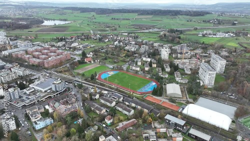 Aerial view of playground at Zurich Affoltern the city of Zurich, Switzerland. photo