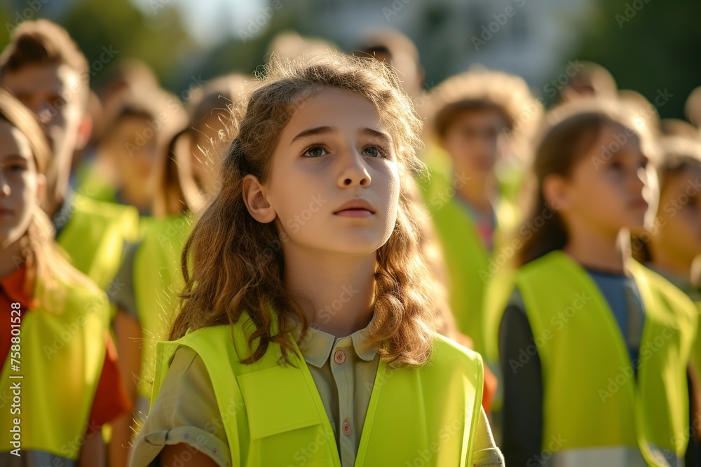 children and young adolescents demonstrating disagreement with something in a protest